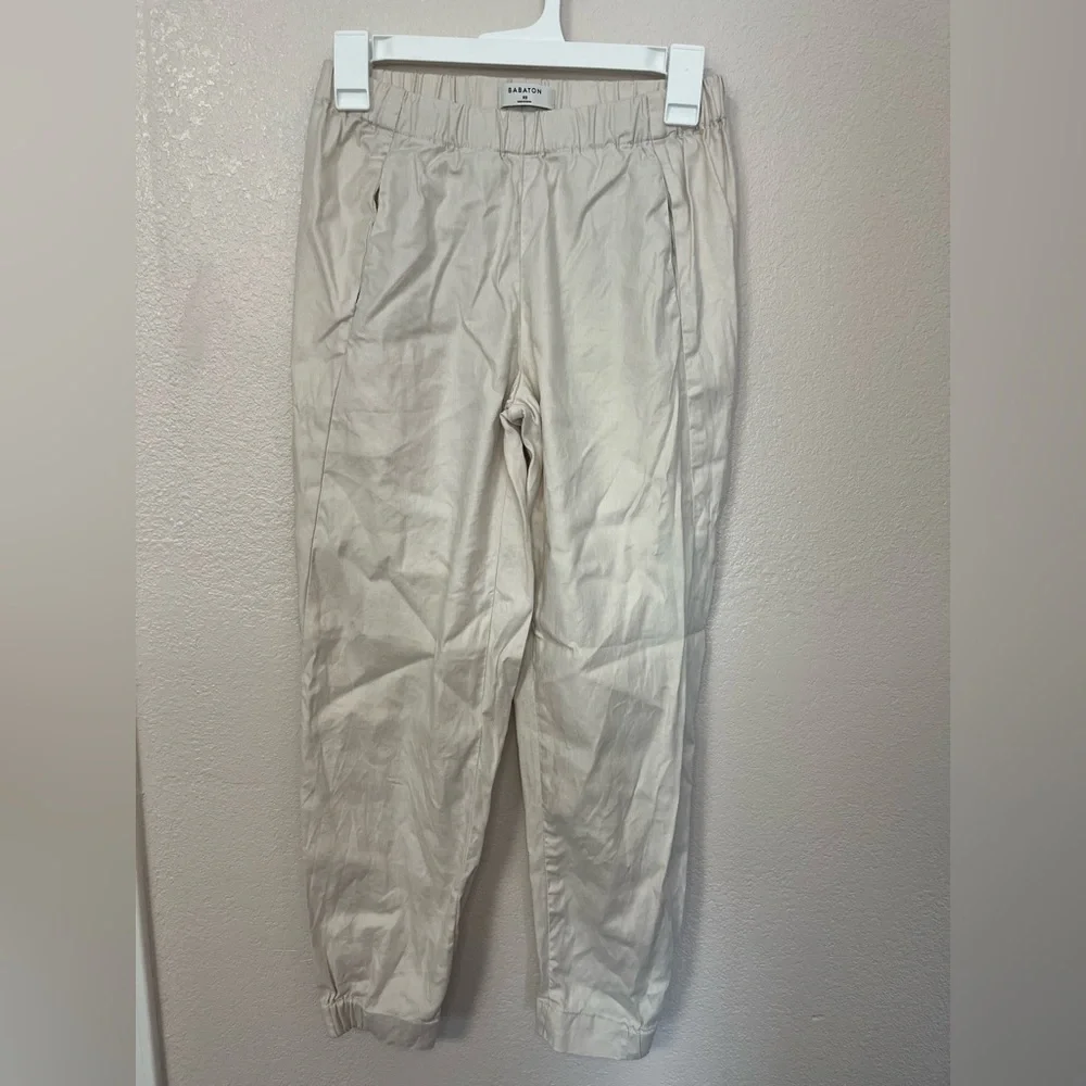 Aritzia Babaton Dexter Pants Linen Blend Light Beige Cream Pull On Joggers XS
